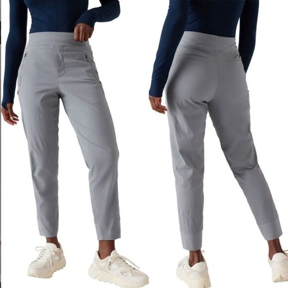 Athleta Mod Trekki Crop Ankle Slim Leg Pants Gray Zippers Stretch Gorpcore 2 - Picture 1 of 14